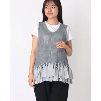 INTERPLANET/インタープラネット INTERPLANET テープヤーン透かし編みフリンジベスト/508321816