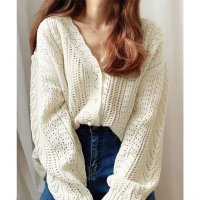 miniministore/ミニミニストア miniministore 透かし編みニットカーディガンパールボタン/508324332