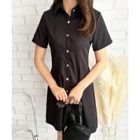 Dewlily/デューリリー Dewlily 半袖ミニシャツワンピース 夏トップス 半袖 シャツ ロング丈 韓国 ファッション レディース 春夏 体型カバー シンプル カジュア/508324340