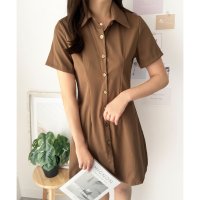 Dewlily/デューリリー Dewlily 半袖ミニシャツワンピース 夏トップス 半袖 シャツ ロング丈 韓国 ファッション レディース 春夏 体型カバー シンプル カジュア/508324340