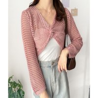 Dewlily/デューリリー Dewlily 透かし編みねじりショートトップス 韓国 ファッション レディース 春夏 着回し 万能 軽量 通気性 体型カバー 軽やか 通勤 旅行/508324347