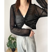 Dewlily/デューリリー Dewlily 透かし編みねじりショートトップス 韓国 ファッション レディース 春夏 着回し 万能 軽量 通気性 体型カバー 軽やか 通勤 旅行/508324347