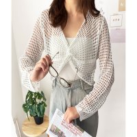Dewlily/デューリリー Dewlily 透かし編みねじりショートトップス 韓国 ファッション レディース 春夏 着回し 万能 軽量 通気性 体型カバー 軽やか 通勤 旅行/508324347