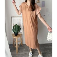 Amulet/アミュレット Amulet 半袖ロングTシャツワンピース 夏トップス 半袖 デイリー ラフ マキシ シャツ 着回し オフィス カジュアル シンプル 体型カバー /508324350