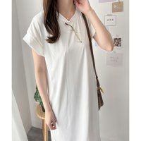 Amulet/アミュレット Amulet 半袖ロングTシャツワンピース 夏トップス 半袖 デイリー ラフ マキシ シャツ 着回し オフィス カジュアル シンプル 体型カバー /508324350