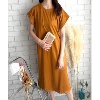 Amulet/アミュレット Amulet 半袖ロングTシャツワンピース 夏トップス 半袖 デイリー ラフ マキシ シャツ 着回し オフィス カジュアル シンプル 体型カバー /508324350
