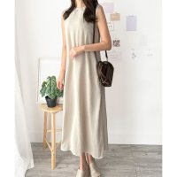 Amulet/アミュレット Amulet バックデザインノースリーブワンピース 重ね着 夏服 ワンピース ロング丈 一枚コーデ 韓国 ファッション レディース 春夏 体型カバ/508324352