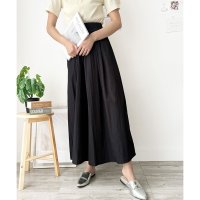 Amulet/アミュレット Amulet ワイドフレアロングパンツ フレア パンツ 体型カバー ゴム 韓国 ファッション レディース 春夏 着回し ガウチョパンツ 軽やか 通/508324353