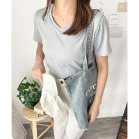 Amulet/アミュレット Amulet リブタッチVネックトップス リブ 韓国 ファッション レディース 春夏 着回し 万能 体型カバー 夏服 軽やか 通勤 旅行 オフィス/508324356