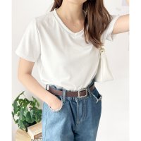 Amulet/アミュレット Amulet リブタッチVネックトップス リブ 韓国 ファッション レディース 春夏 着回し 万能 体型カバー 夏服 軽やか 通勤 旅行 オフィス/508324356