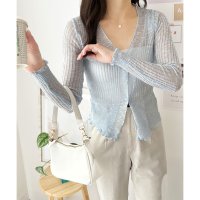 Amulet/アミュレット Amulet シアーメロウリブカーディガン シアー リブ カーディガン夏 長袖 羽織り 韓国 ファッション レディース 春夏 着回し 体型カバー /508324357