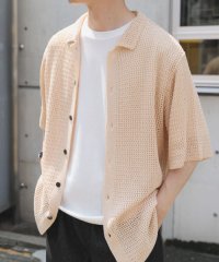 ITEMS URBAN RESEARCH/透かし編みニットレギュラーカラーシャツ/508325001