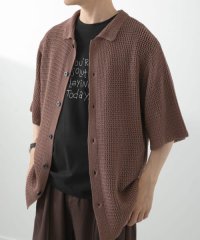 ITEMS URBAN RESEARCH/透かし編みニットレギュラーカラーシャツ/508325001