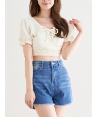Resort Island/ふくれジャガード×レースアップ水着 スイムウェア 3点セット/508325160