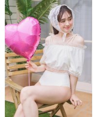Resort Island/ドットレース×オフショル水着 スイムウェア 3点セット/508325162
