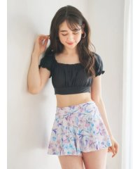 Resort Island/水彩花柄×バックリボン水着 スイムウェア 3点セット/508325169