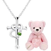 Sears/シアーズ Sears ネックレス クロス ハート ダイヤ 誕生石 シルバー ピンク テディベア エメラルド 5月/508325381