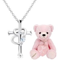 Sears/シアーズ Sears ネックレス クロス ハート ダイヤ 誕生石 シルバー ピンク テディベア ブルートパーズ 11月/508325387