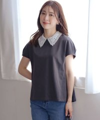 KUMIKYOKU（LARGE SIZE）/【UVカット・2WAY】レース襟フレンチテリー カットソー/508325771