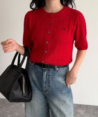 fredy emue/FR刺繍ケーブル柄半袖カーディガン/507926824