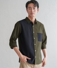 ikka/7分ブロックスドライタッチシャツ/508013536