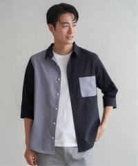 ikka/7分ブロックスドライタッチシャツ/508013536