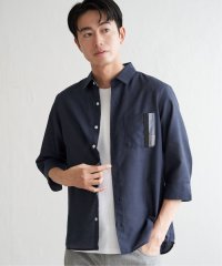 ikka/7分袖リネン混切り替えポケットシャツ/508173509