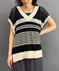 NICOLE white/メッシュボーダーニットベスト/508284461