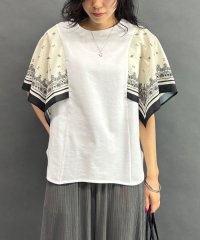 NICOLE white/スカーフスリーブTシャツ/508284464