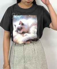 NICOLE CLUB/フレンチスリーブ猫Tシャツ/508284470