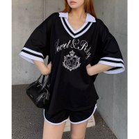 ROYAL PARTY/ロイヤルパーティー ROYAL PARTY ユニフォーム風配色オーバーカットトップス/508326165