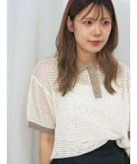 ehka sopo/バイカラーメッシュニットポロ/508326491