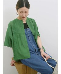 Samansa Mos2 blue/【Made in India】ピンタックレース前開きブラウス/508326609