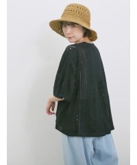 Samansa Mos2 blue/【Made in India】ピンタックレース前開きブラウス/508326609