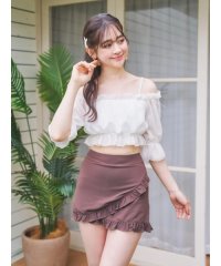Resort Island/ストライプシフォン×オフショル水着 スイムウェア ２点セット/508326640