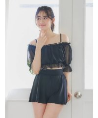 Resort Island/配色メロー×オフショル水着 スイムウェア 3点セット/508326641
