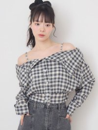 Emsexcite/エムズエキサイト ems excite オフショルシャツ風チェックBL/508327206