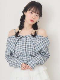Emsexcite/エムズエキサイト ems excite オフショルシャツ風チェックBL/508327206