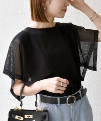 SHIPS any WOMEN/《追加予約》SHIPS any:〈手洗い可能〉メッシュ シアー ハンカチ スリーブ ドッキング TEE/508277791