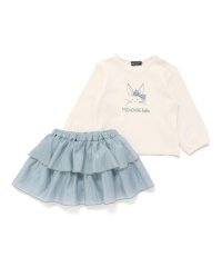 BeBe/Lapinプリント長袖Tシャツ+インナーパンツ付きフリルスカート 2点セット(8/508284454
