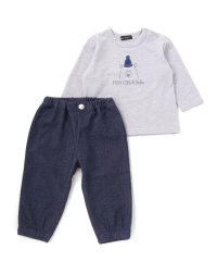 BeBe/Oursプリント長袖Tシャツ+ストレッチデニムジョガーパンツ 2点セット(80~/508284455