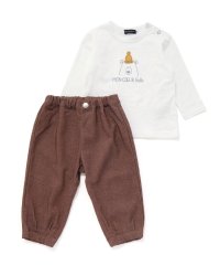 BeBe/Oursプリント長袖Tシャツ+ストレッチデニムジョガーパンツ 2点セット(80~/508284455