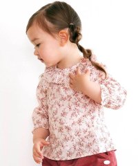 BeBe/【お揃い】コットンローンフラワープリントフリル襟長袖ブラウス(90~100cm)/508284460