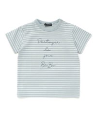 BeBe/ボーダー天竺ステッチ刺しゅうロゴ半袖Tシャツ(80~100cm)/508284479