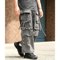 LUXSTYLE/ラグスタイル LUXSTYLE 5ozデニムテクノパンツ/デニムパンツ メンズ ワイドパンツ ワイドカーゴパンツ ケミカルウォッシュ ポケット 9分丈 アンクル/508326232