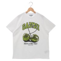 GANNI/ガニー GANNI Tシャツ カットソー さくらんぼ チェリー プリントTシャツ ホワイト レディース GANNI T4291 151/508326337
