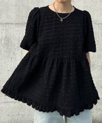 JUNOAH/ジュノア JUNOAH ふくれジャガードオーバーサイズペプラムブラウス/508327887