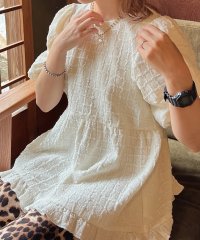 JUNOAH/ジュノア JUNOAH ふくれジャガードオーバーサイズペプラムブラウス/508327887