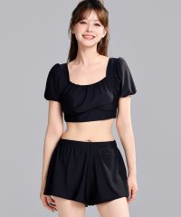 TeddyShop/テディショップ Teddyshop レディース水着 半袖パフスリスクエアネック風ビキニ 上下2点セット [大きいサイズ有] 【返品不可商品】/508327913