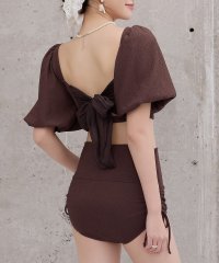 TeddyShop/テディショップ Teddyshop レディース水着 半袖ボリュームスリーブサイドドロストリボンハイウエストビキニ 上下2点セット 【返品不可商品】/508327914